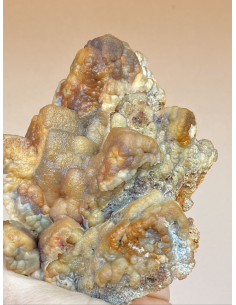 Smithsonite epimorph on Calcite , cream-brown color,San Giovanni mine, Sardinia, Italy