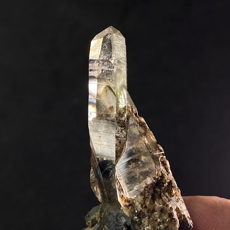 Gem Anatase on hyaline quartz, Alpe Moar , Switzerland