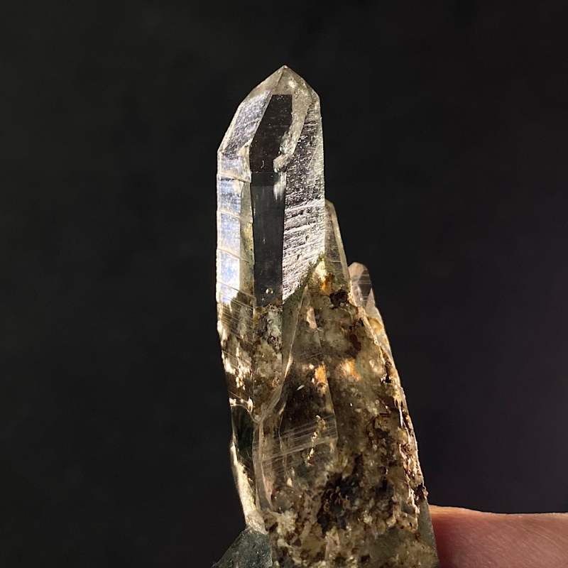 Gem Anatase on hyaline quartz, Alpe Moar , Switzerland