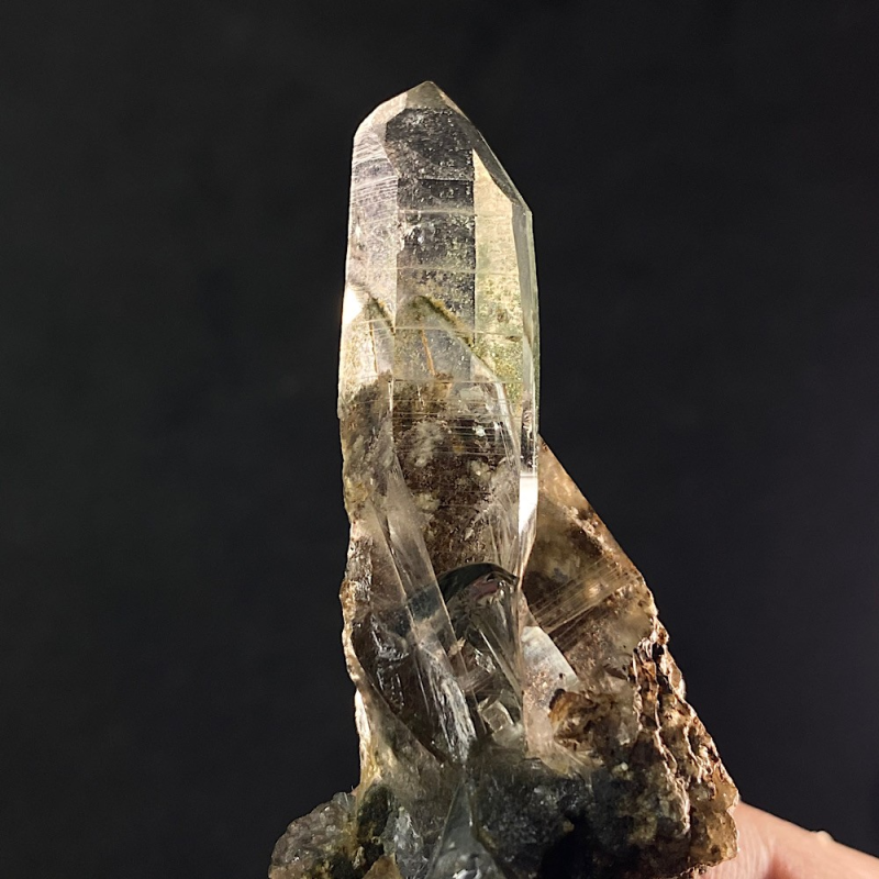 Gem Anatase on hyaline quartz, Alpe Moar , Switzerland