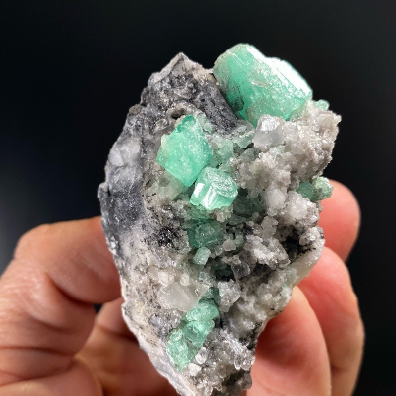 Emeralds on Calcite - Muso Colombia
